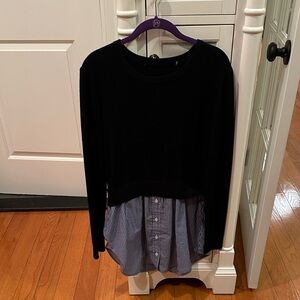 Navy and White Layered Crew Neck Sweater